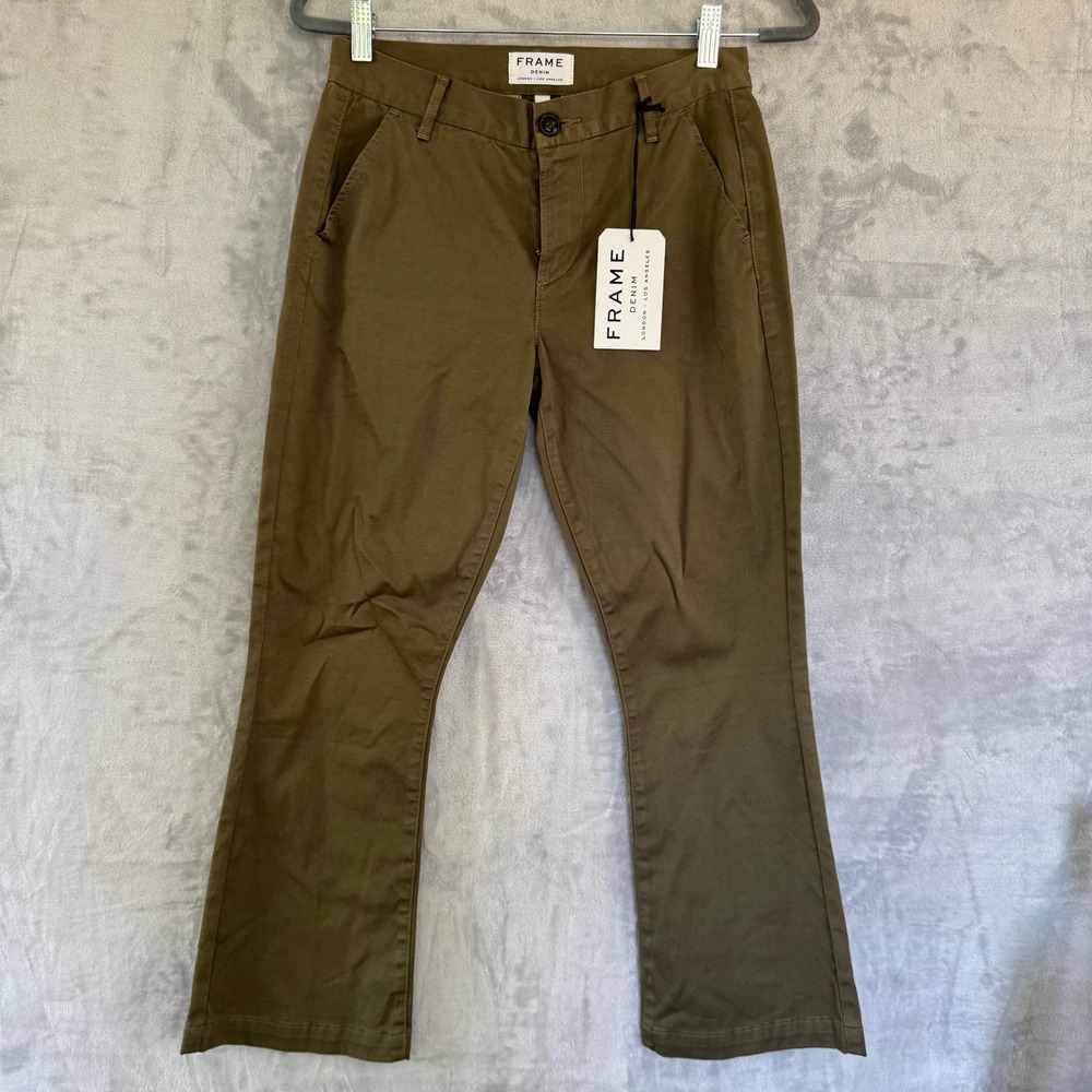 NWT Frame Denim Le‎ Crop Mini Boot Olive Green Pants LCMBCN 307 Size 26